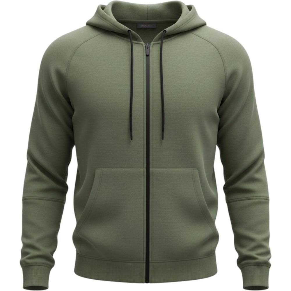 Mono B Mens Olive Green Full Zip Hoodie Activewear Jacket MJR707 Size M